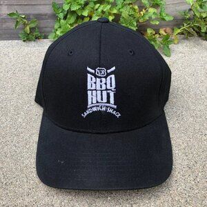 Flex Fit BBQ HUT Sandwich Shack Fitted Hat Men's S/M Black Baseball Cap Westlake